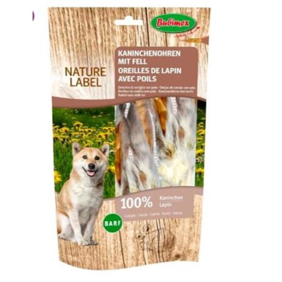 Picture of Bubimex Rabbit Ears with Hair 100g: Natural Chews for Dogs